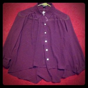 Woven Sheer High-Low Shirt